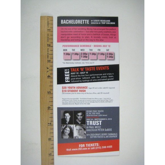 Bachelorette Show Program Second Stage Theatre Uptown Ticket Eddie Thomas Chimo - Picture 4 of 8